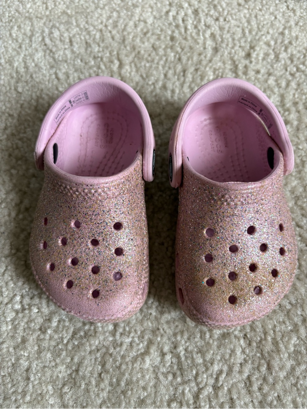 CROCS Toddler Glitter Clogs in Light Pink
